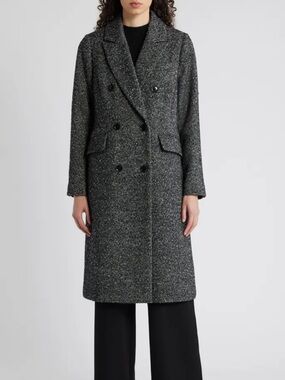BCBGMaxAzria Twill Double-Breasted Pea Coat | SZ L